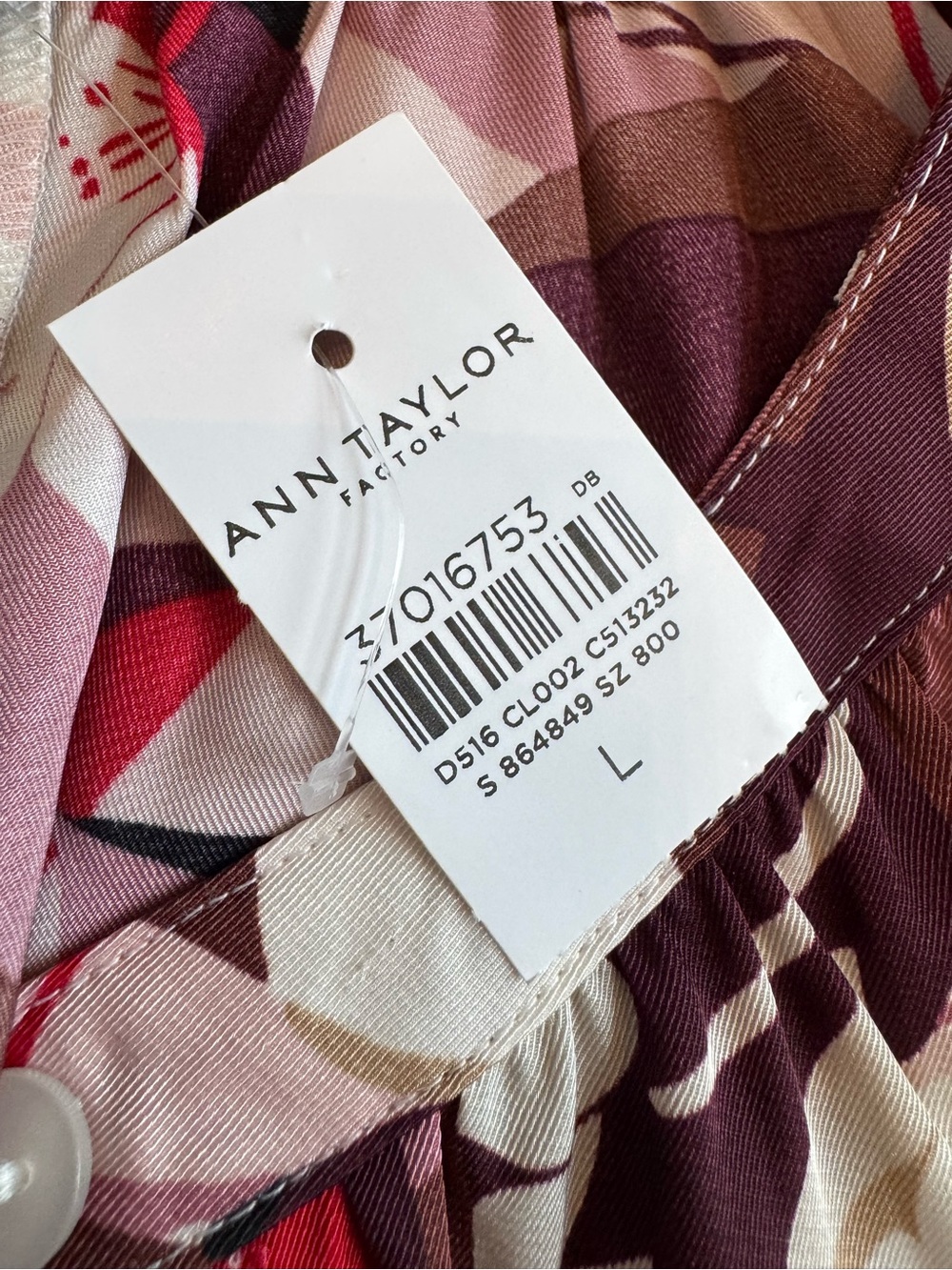 Ann Taylor Factory Leaf-Print Dress in Burgundy & Cream Women’s size Large - Picture 7 of 10